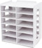 SONGWAY Desktop Mail Sorter Organizer - Small File Organizer with 12 Slots for Desk Bills and Ink Pad Storage