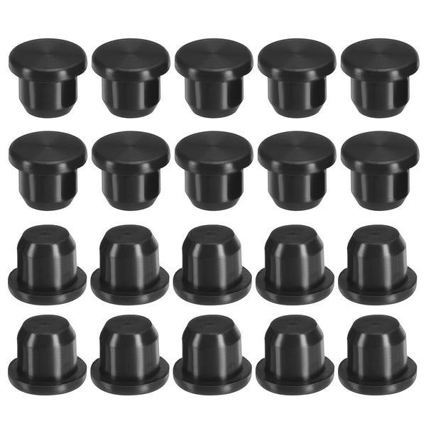 PATIKIL 20 Pack Silicone T-Hole Stoppers 9.3mm/0.37inch, Soft Flexible Waterproof Bottle Seal Plug, Black