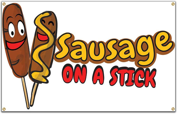 Sausage On A Stick 60" Banner Concession Stand Food Truck Single Sided