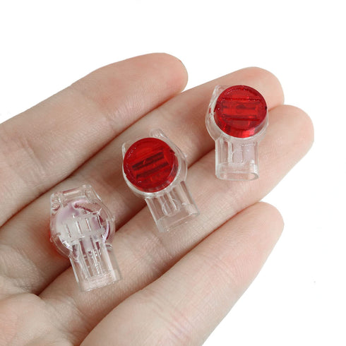UR IDC Connector LUORNG, 100 PCS Red Clear Data Phone Wire Butt Splice 3 Ports Connectors