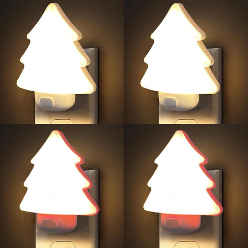 4-Pack LED Night Lights Plug into Wall, Christmas Tree Night Light for