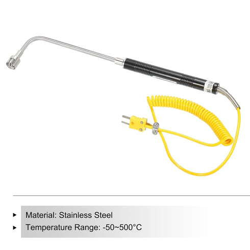 MECCANIXITY K Type Surface Thermocouple Temperature Probe Sensor Stainless Steel -58 to 932°F (5.1ft)