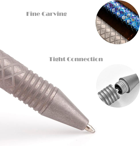 Titanium Ballpoint EDC Pen with Clip - Refillable Writing Pen for Everyday Carry