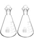 QWORK 500ml Iodine Flask with Stopper, 2 Pack Heavy Duty Borosilicate Glass Erlenmeyer Flask, Conical Shape
