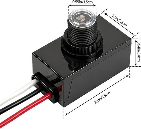 SSGP 2-Pack Photocell Light Sensor for Outdoor Use - Black Dusk to Dawn Control Switch