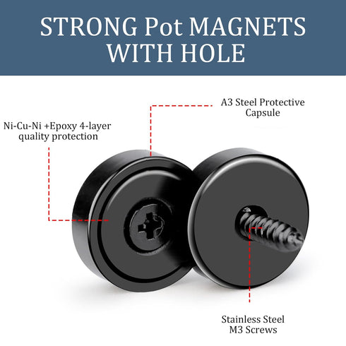 DUGUJIUJIAN Screw,Pack 10 Strong Magnets Heavy Duty Neodymium Wall Mount Magnetic Base, Epoxy Coating Super Strong
