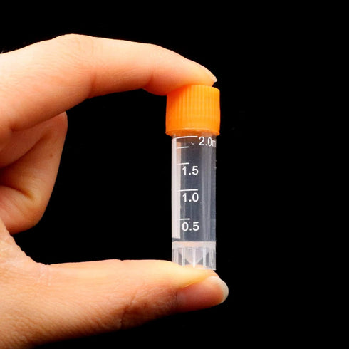 100 Pieces 2ml Plastic Graduated Vial Tube with Screw Caps, Small Test Sample Storage Container for Lab