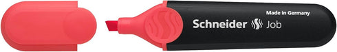 Schneider Job Highlighter, Chisel Tip, 1 + 5 mm, Black Barrel, Coral Ink, Box of 10 Highlighters (1502)