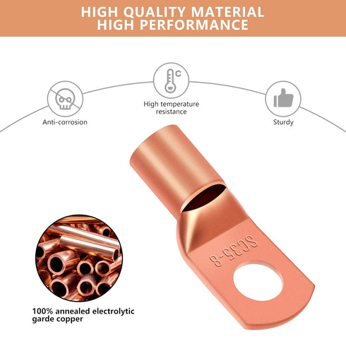174Pcs Copper Wire Lugs, Terminal Connectors AWG12 10 8 6 4 2, 84Pcs Battery Cable Ends & 90Pcs Heat Shrink