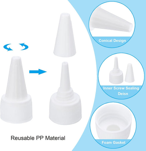 PATIKIL 12Pcs 18/410 Twist Bottle Caps, Plastic Ribbed Edge Squeeze Replacement Caps with Foam Gasket for Paint Lids