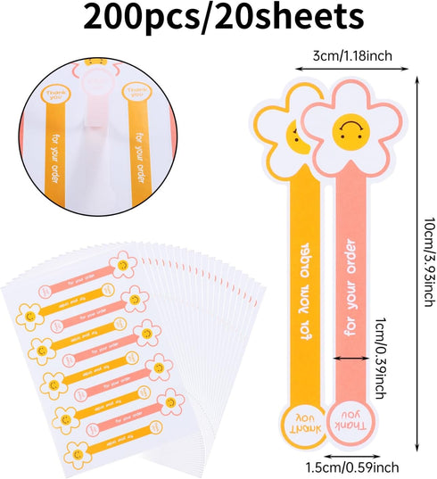Beyonday 200 Pcs Handmade Lollipop Baking Stickers, Self-Adhesive Long Label Sealing Stickers for Cake Box, Gift
