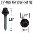 Metal Roofing Screws - #10 x 1.5” – Self Tapping ¼” Hex Head with EPDM Rubber Washer – for Metal to Wood, Corrugated Roofing, Siding, Sheds, Pancake Screw - Hex Drive Easy Install - Brown (100)