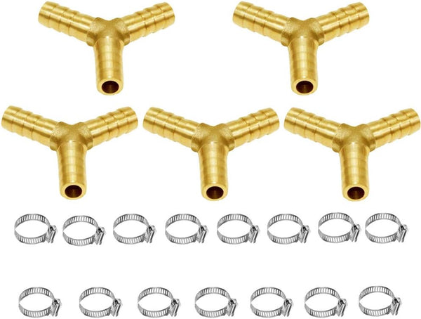 Joywayus 5PCS 1/4" ID Hose Barb Y Shaped 3 Way Union Fitting for Water, Fuel, Air