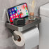DGYB Bathroom Toilet Paper Holder Wall Mount Grey Paper Towel Holder with Shelf Rustproof & Multifunctional