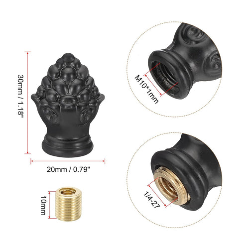 20mm M10x1mm PATIKIL Lamp Shade Finial, Lamp Finials Caps Knob Threaded Base Iron Solid Lamp Finial Decoration for Lamp