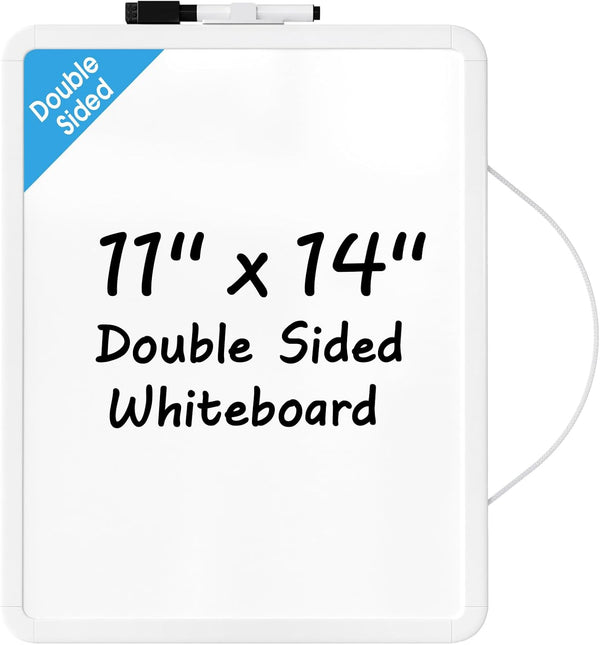 MaxGear Small White Board for Wall, 11"x 14" Mini Double-Sided Magnetic Dry Erase Board with Black Marker