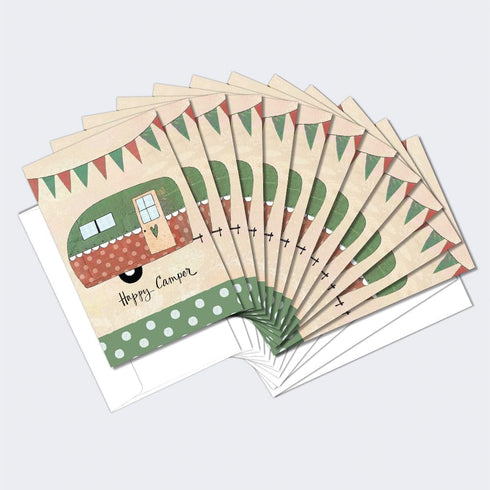 Tree-Free Greetings Happy Camper All Occasion Cards, 12 Greeting Cards + Envelopes, 4 x 6, 100% Recycled Paper, Made in