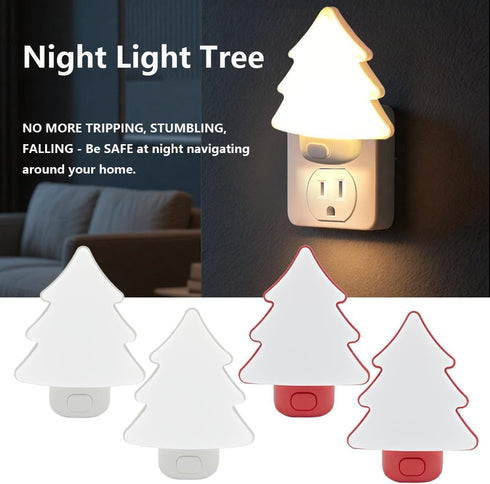 4-Pack Dimmable LED Night Lights Plug into Wall, Christmas Tree Night Light for Kids, White Warm Nightlight