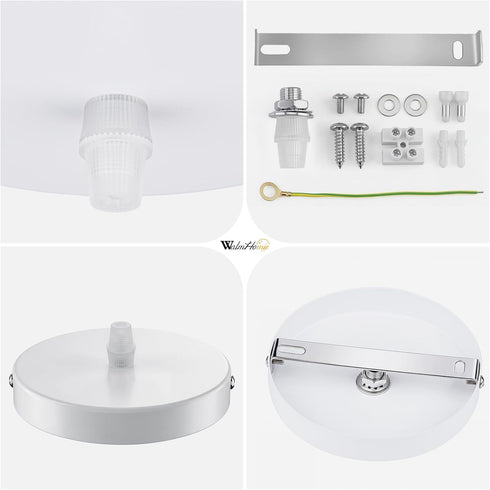 12cm White Ceiling Canopy Light Kit with Hardware, Ceiling Plate for Pendant Lighting Chandelier