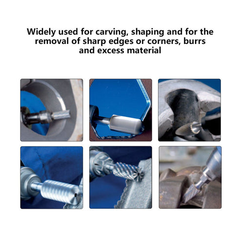 Rotary Burr Set 5pcs High Speed Steel 1/4inch Hex Shank Tools for Carving, Shaping, and Edge Removal