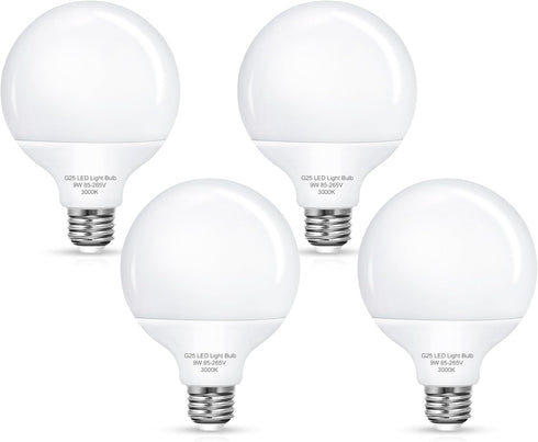 Vanity Light Bulbs for Bathroom, G25 LED Globe Light Bulb, 100 Watt Equivalent, 3000K Warm White, 4 Pack