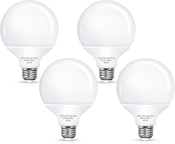 Vanity Light Bulbs for Bathroom, G25 LED Globe Light Bulb, 100 Watt Equivalent, 3000K Warm White, 4 Pack