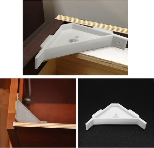 40PCS Cabinet Triangle Bracket, 90 Degree Corner Support Braces for Plastic White Cabinet Countertop Installation