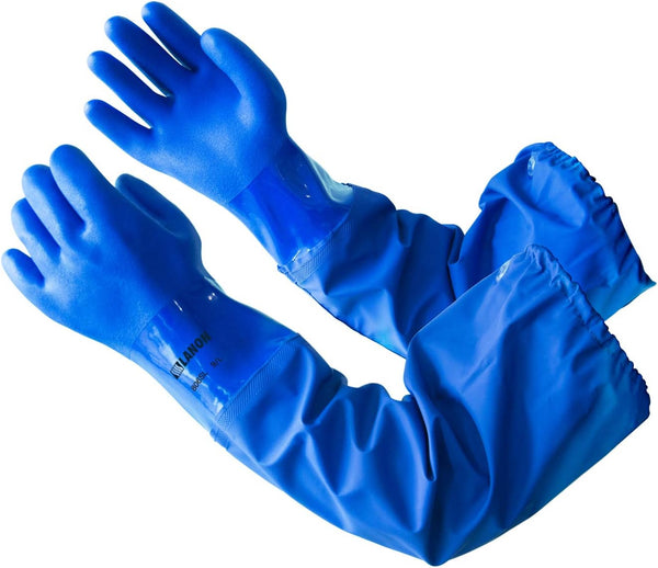 LANON 26" Elbow Length PVC Chemical Resistant Gloves, Heavy-Duty Rubber Gloves, XL