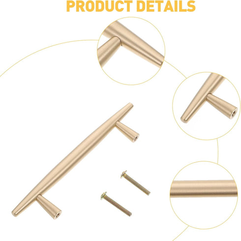 TEHAUX Brass Cabinet Pulls Spacing Minimalist Solid Handles for Wardrobes Cabinets Bedside Tables Stable Installation