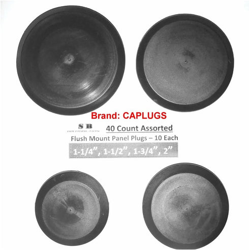 Caplugs BPF Series Button Plugs - Assorted 40 Pack, 10 Each of 1-1/4", 1-1/2", 1-3/4", 2", Black