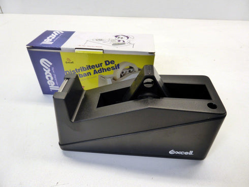 Excell EX-19125BK Office Dualcore Clear Tape Dispenser, Black; For up to 1 Inch Wide Tape Rolls with Core Diameters of 1 Inch or 3 Inches; Tape Not Included
