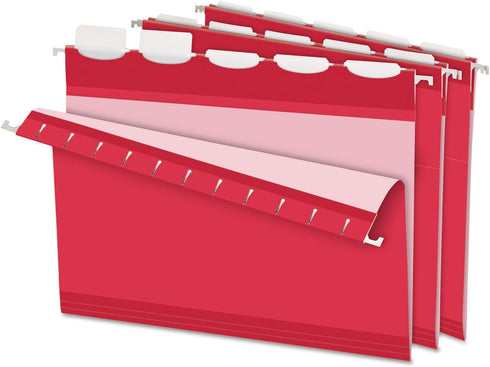 Pendaflex Ready-Tab Reinforced Hanging File Folders - Letter Size, Red, 25/BX (42623)