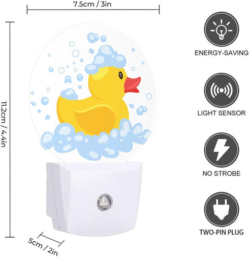 Chrobak Round LED Night Light,Cartoon Yellow Rubber Duck LED Night Light Plug into Wall with Dusk to Dawn Light Sensor