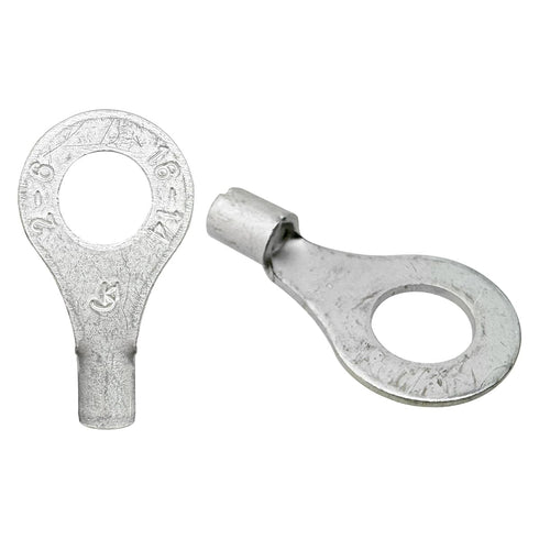 100Pcs Non-Insulated Ring Terminal, AWG16-14 Electrical Wire Crimp Connectors, 1/4" Stud O-Type