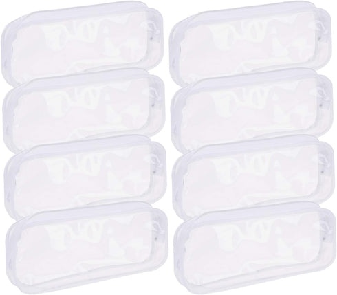XGOOD 8 Pieces Clear Pencil Case - PVC Makeup Pouch, Zippered Toiletry Carry Pouch, Big Capacity Bags (White)