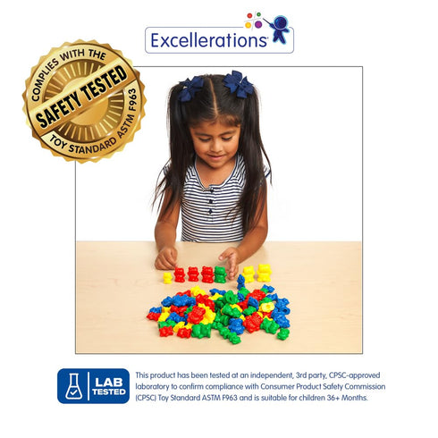 Set 96 Counters 1.5 inches -2 inches, Excellerations Math Manipulatives of Bear STEM Educational Toys for Mathematics