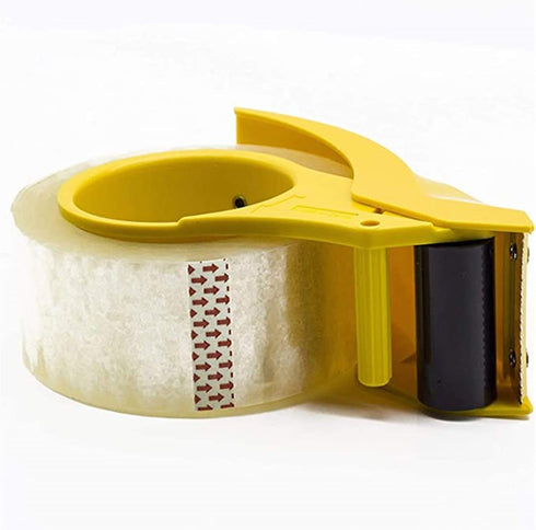 Easy-Mount 2 Inch Tape Gun Dispenser for Packing, Yellow Handheld Cutter