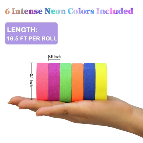 UV Blacklight Reactive Fluorescent Cloth/Neon Gaffer Tape, Super Bright Spike Tape for Glow Party Supplies