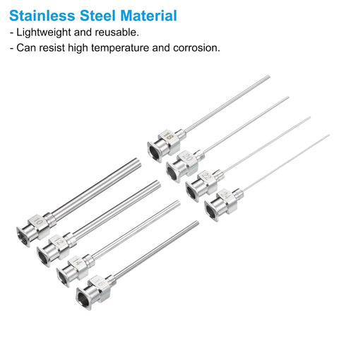 PATIKIL 8Pcs 10/12/14/16/18/20/22/24Ga x 1.5 Inch Stainless Steel Dispensing Needle Tips for Thick Glue Ink Lab