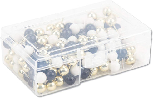 U Brands Sphere Push Pins, 200-Count, Black, White and Gold for Office Supplies and Bulletin Boards