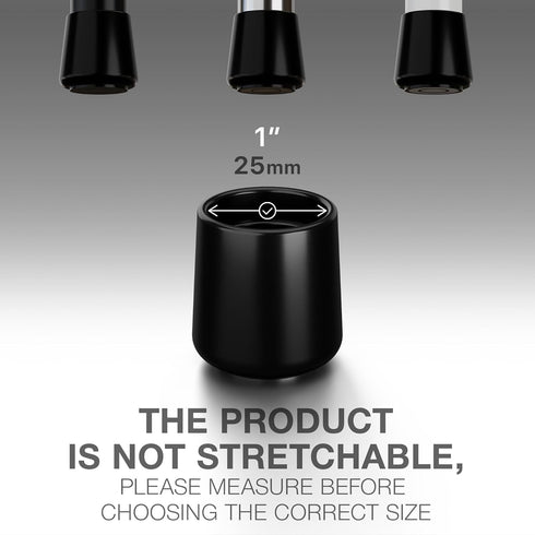 16 1" X-Protector Rubber Chair Leg Caps - PCS Non-Slip Rubber Feet - Black Chair Leg Covers - Keep Furniture in Place!