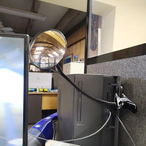 (3.75", Ampper Glass Clip On Rear View Cubicle Mirror, Flexible Convex Security Mirror for Personal Safety Desk
