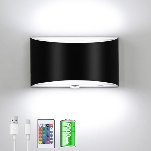 Hirzsjoy LED Wall Sconce Battery Operated Wall Lights, 6000mAh Rechargeable Wireless Wall Lights