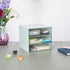 LETURE Desk Organizer with 4 Drawers, Clear Plastic Desk Storage Box, Desktop Organization for Office Supplies, Gel Pens, Pencils, Markers, Tape, Erasers, Paperclips, Chargers (Blue) by LETURE