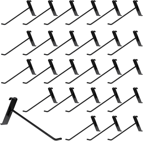 8 Inch Gridwall Hooks, Hanging Hooks for Retail, Home, and Workspace Organization (40 Pack, Black)