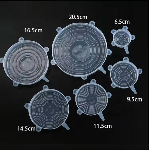 TERMNOX 100% 6 Silicone Lids for Food Storage - Food Grade Silicone Stretch Lids - Different Sizes