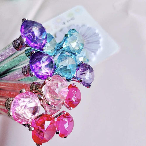 Diamond Pens Pack of 4, Cute Retractable Ballpoint Pens with Rhinestones, Crystal Bling, Blue Gel Ink for Women Gifts
