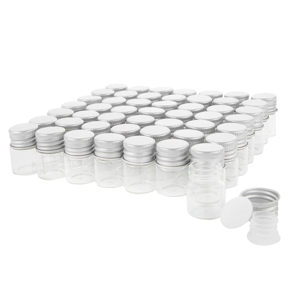 50PCS 5ml Glass Vials with Screw Caps and Plastic Stoppers, Leak-Proof Small Clear Liquid Sample Vial
