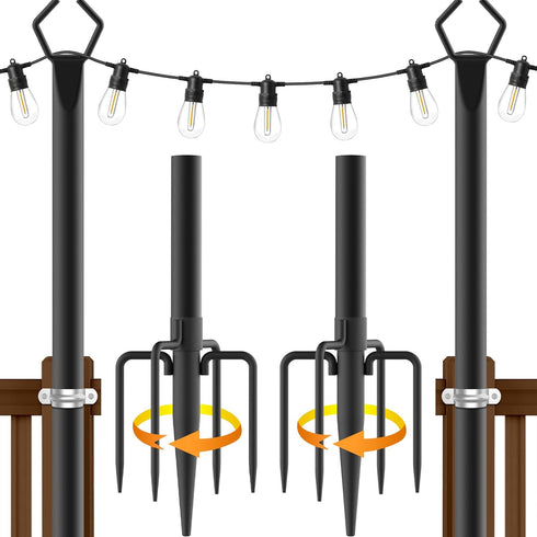 AILBTON 2 Pack 10Ft String Light Poles,Light Poles for Outside String Lights,Outdoor