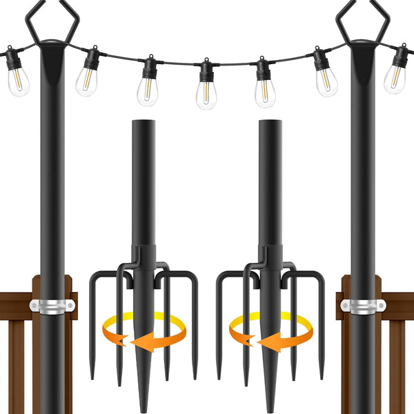 AILBTON 2 Pack 10Ft String Light Poles,Light Poles for Outside String Lights,Outdoor
